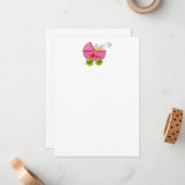 双生児(女の子の双生児)のためのベビーシャワー ノートカード (正面/裏面インサイチュ)