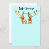 双生児(男の子)のためのベビーシャワー 招待状 (正面/裏面)