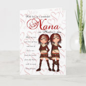 双生児- 2人のかわいい小妖精や小人からのナナの母の日カード カード (正面)