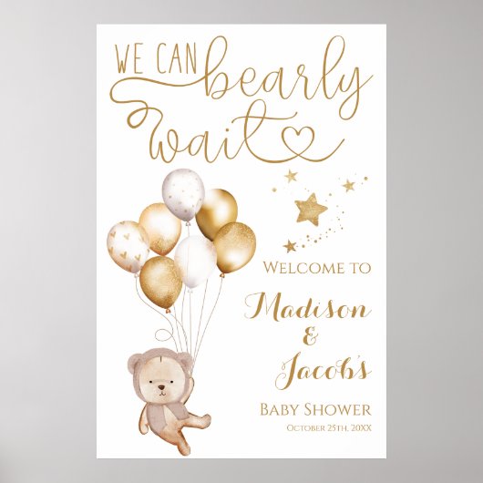 双生児Boho赤ちゃんシャワー歓迎を心から待つ ポスター (正面)