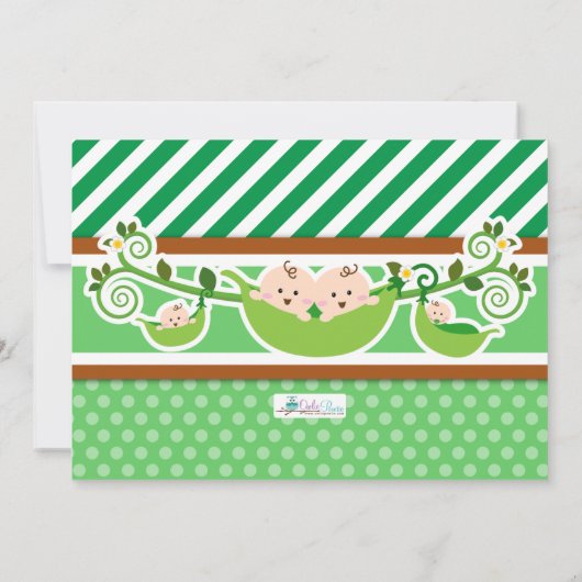 双生双生児の2つのエンドウ誕生日写真 招待状 (裏面)