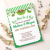 双生双生児の2つのエンドウ誕生日 招待状