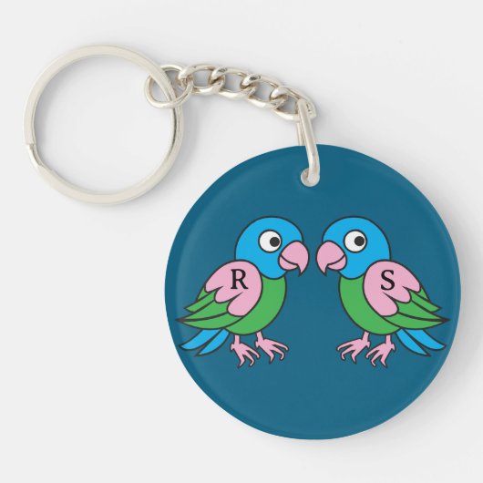 双生子オウム キーホルダー (正面)