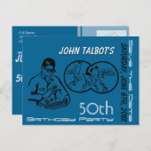 双眼サッカー50誕生日日付の保存 案内ポストカード (正面/裏面)