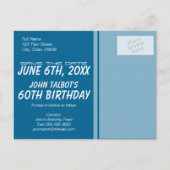 双眼サッカー60誕生日日付の保存 案内ポストカード (裏面)