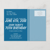 双眼サッカー70誕生日日付の保存 案内ポストカード (裏面)