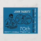 双眼サッカー70誕生日日付の保存 案内ポストカード (正面)