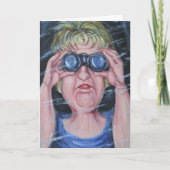双眼鏡おもしろいを持つ女性 カード (正面)