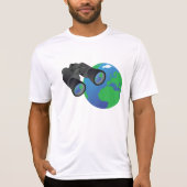 双眼鏡と地球の月面が有効 Tシャツ (正面)