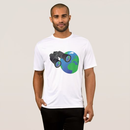 双眼鏡と地球の月面が有効 Tシャツ (正面フル)