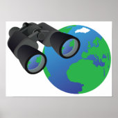 双眼鏡と地球ポスター ポスター (正面)