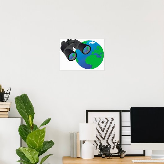 双眼鏡と地球ポスター ポスター