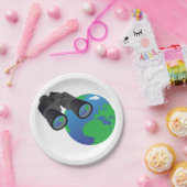 双眼鏡と地球紙プレート ペーパープレート (パーティー)