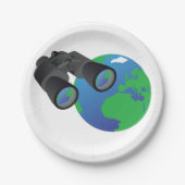 双眼鏡と地球紙プレート ペーパープレート (正面)