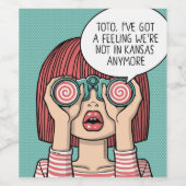 双眼鏡の女の子イラストレーションワインラベル ワインラベル (シングルラベル)