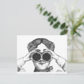 双眼鏡の女性 ポストカード (スタンド正面)