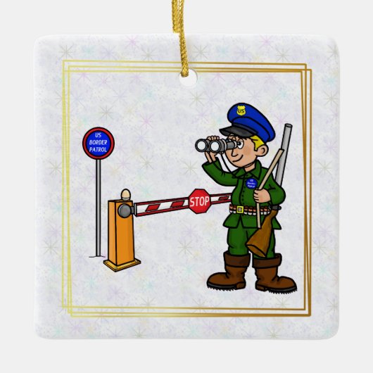 双眼鏡縁ど付き米国パトロールオーナメント セラミックオーナメント (正面)