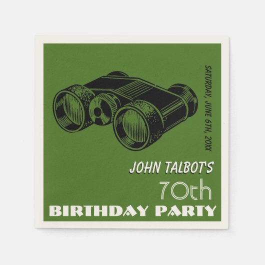 双眼鏡70th誕生日パーティーペーパーナプキン スタンダードカクテルナプキン (正面)