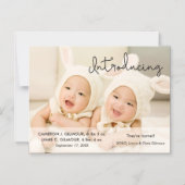 双胎発表の脚モダン本紹介 マグネット招待状 (正面)