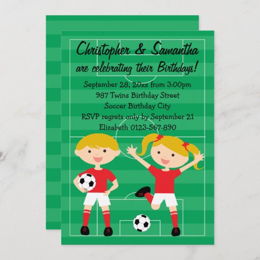 双赤と白子サッカー誕生パーティー 招待状 (正面/裏面)