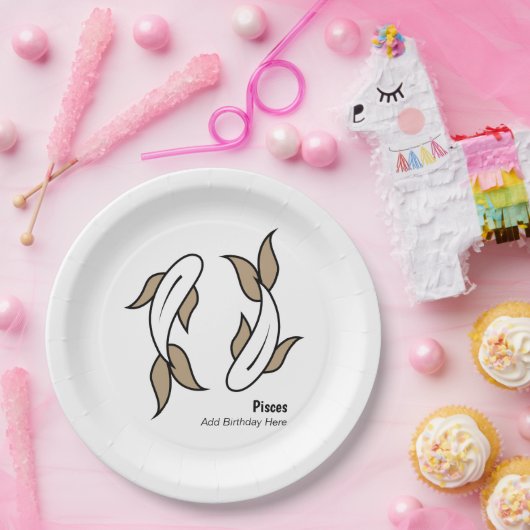 双魚の〔占星術の〕十二宮図を魚座にパーソナライズされたする ペーパープレート (パーティー)