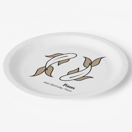 双魚の〔占星術の〕十二宮図を魚座にパーソナライズされたする ペーパープレート (アングル)