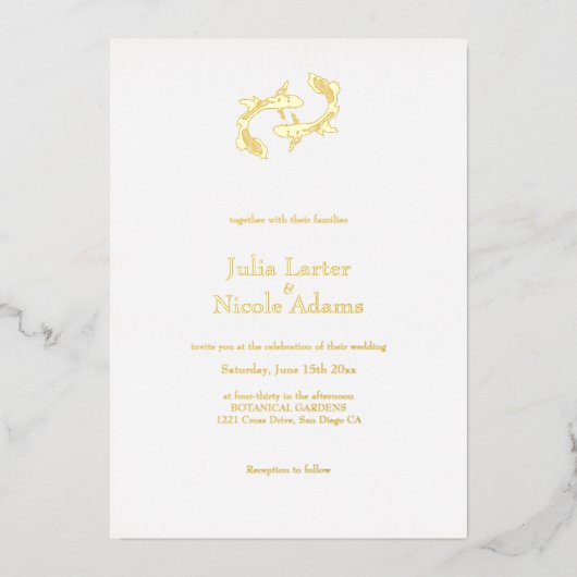 双魚ラブミニマリスト結婚ズ 箔招待状 (正面)