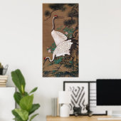 双鶴図, 渡辺秀石 Cranes, Watanabe Shuseki ポスター (ホームオフィス)