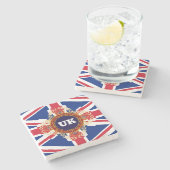 反りパーソナライズされたのある英国モノグラム ストーンコースター (横)