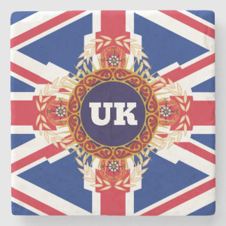 反りパーソナライズされたのある英国モノグラム ストーンコースター