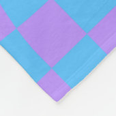 反り淡い色のブルーとラベ市松模様にン フリースブランケット (角)