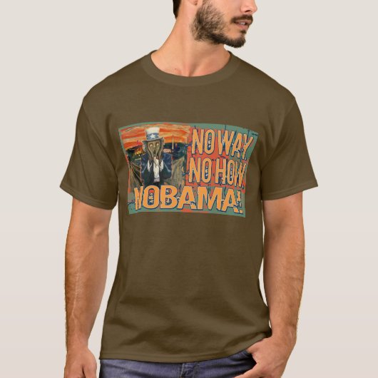 反オバマ方法無しいかにNobama Tシャツ (正面)