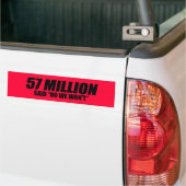 反オバマ - 5700万人が拒否 バンパーステッカー (トラック上)