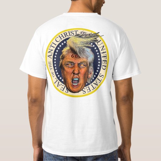 反トランプ大統領 アンチクライストの封印 Tシャツ (裏面)