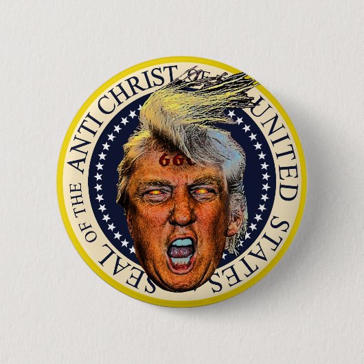 反トランプ大統領 反キリストの印 缶バッジ (正面)