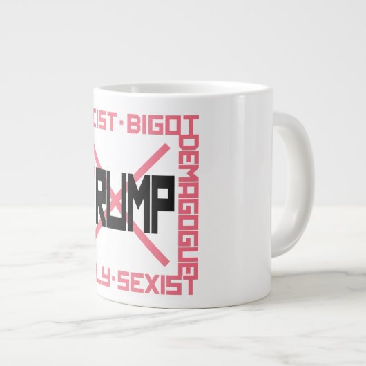 反トランプ ピンク ジャンボコーヒーマグカップ (正面右)