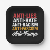 反トランプ 憎悪 嘘 ファシズムに抵抗せよ 反トランプ ペーパープレート (正面)