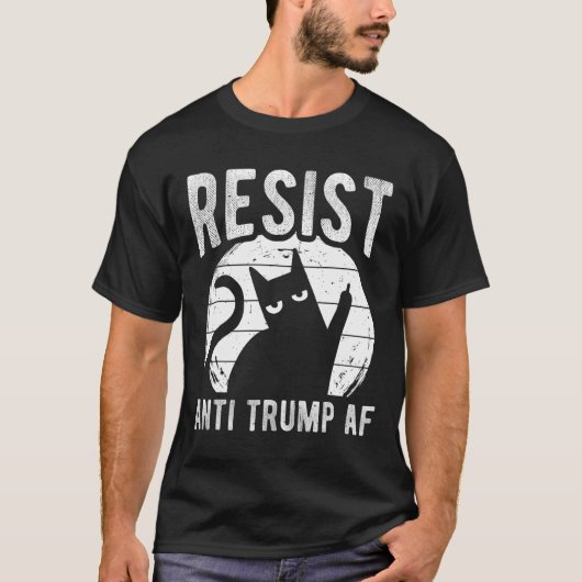 反トランプ 抵抗 対 抗トランプ 猫  Tシャツ (正面)