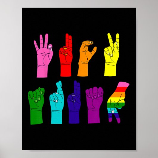 反トランプ ASL 手話 LGBTQ+ 抗議 ポスター (正面)