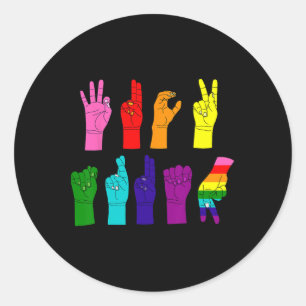 反トランプ ASL 手話 LGBTQ+ 抗議 ラウンドシール