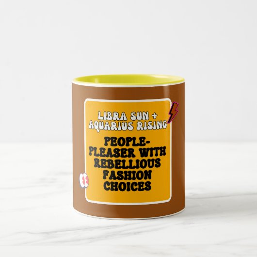 反乱外交官 – Libra Sun, Aquarius Rising〔占星術の〕十二宮図 ツートーンマグカップ (中央)
