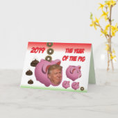 反切札、-ブタの年- 2019年、 カード (黄色い花)