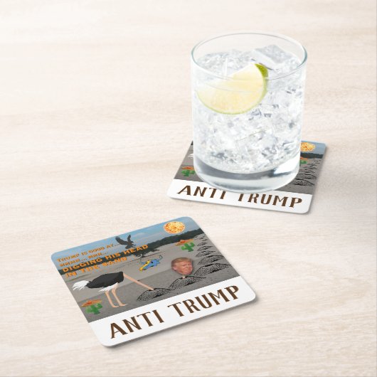 反切札/砂の彼の頭部を掘ること、 スクエアペーパーコースター (インサイチュ)