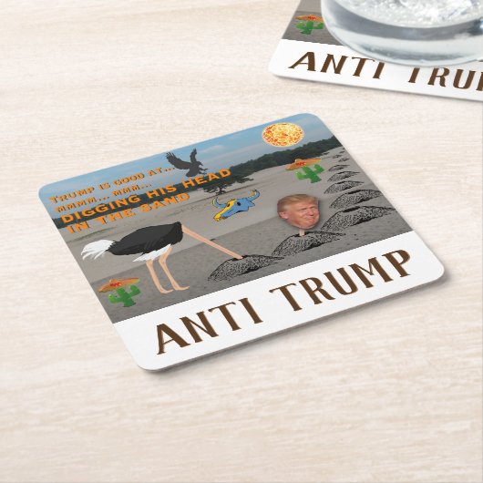 反切札/砂の彼の頭部を掘ること、 スクエアペーパーコースター (アングル)