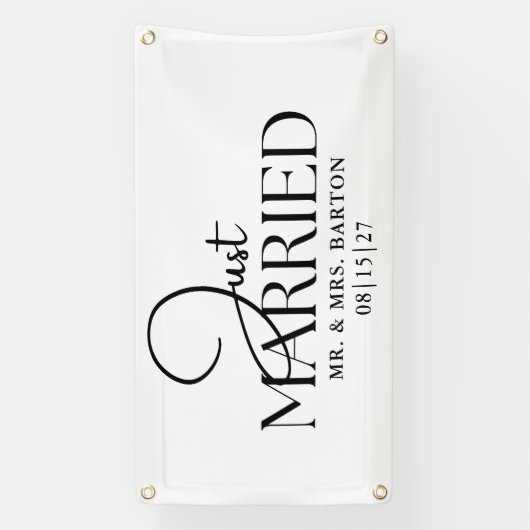 反対たった今結婚しましたカーバナー 横断幕 (縦)