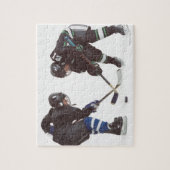 反対の服装をしている2人の白人ホッケー選手 ジグソーパズル (縦)