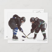 反対の服装をしている2人の白人ホッケー選手 ポストカード (正面/裏面)