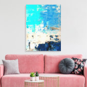 '反対'ターコイズ抽象芸術アート キャンバスプリント (インサイチュ (リビング))