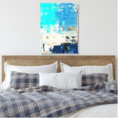 '反対'ターコイズ抽象芸術アート キャンバスプリント (インサイチュ (寝室))