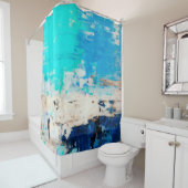 '反対'ターコイズ抽象芸術アート シャワーカーテン (インサイチュ)